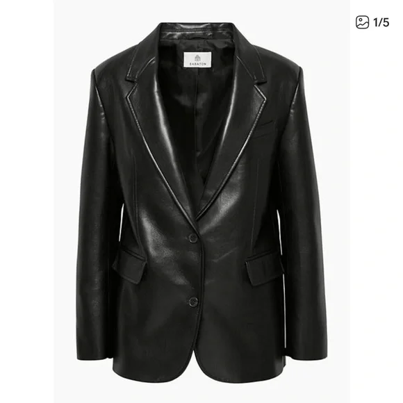 Babaton New Agency Vegan Leather Blazer - Picture 2 of 6